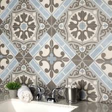 Somertile Fvaaz Citro Ceramic Floor And Wall Tile 17 625 Inch X 17 625 Inch Grey White Blue