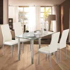 Maybe you would like to learn more about one of these? Zimtown 5 Piece Dining Table Set White 4 Chair Glass Metal Kitchen Dining Room Breakfast Walmart Com Walmart Com