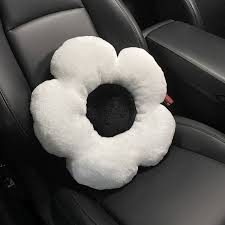 1pc Car Seat Cushion Plush Black White