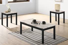 Pc White Faux Marble Black Wood Table Set