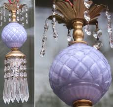 Vintage Light Purple Glass Brass Swag