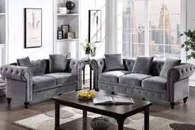 velvet grey 5 seater chesterfield sofa