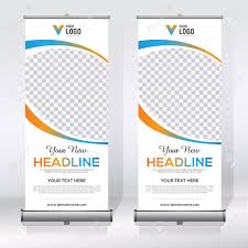 Roll Up Banner Design Template Abstract Background Pull Up
