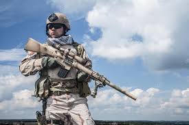 navy seal in action stock photo by