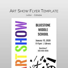 Art Show Flyer Template Editable And Customizable Flyer Word Etsy
