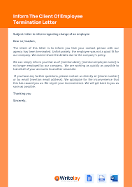 client of employee termination letter