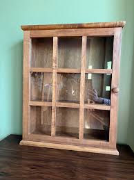 Vintage Wooden Wall Cabinet With Glass