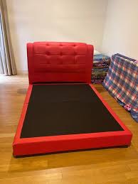 Queen Size Bed Frame Headboard In Red