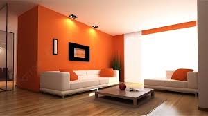 living room with orange paint and white