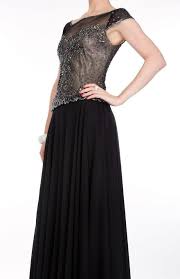 Jkara Black Beaded Cap Sleeve Long Formal Dress Size 14 L 63 Off Retail