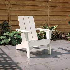 Polywood Grant Park White Modern Plastic Outdoor Patio Adirondack Chair