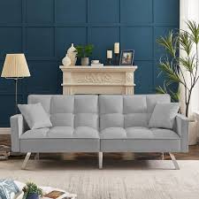 Gray Velvet 2 Seats Sofa Bed