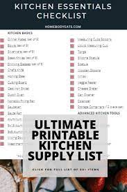 ultimate kitchen supply list homebody