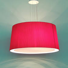 Red Pleated Fabric Lamp Shade With Opal
