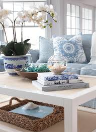 White Lacquer Coffee Table With Blue