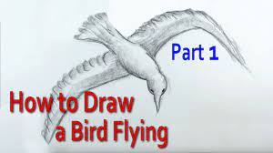 how to draw a bird flying in the sky