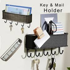 Mail Holder And Key Hooks Metal Wall