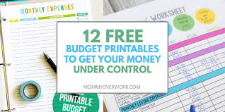 12 Free Printable Budget Worksheets To Get Control Of Your Money