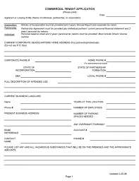 Free Commercial Tenant Application Form Pdf Template Form Download