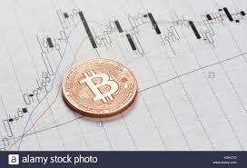 Cryptocurrency Bitcoin Coin On A Stock Market Charts Stock