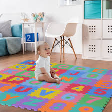 homcom puzzle carpet for kids 36 pieces