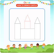 how to draw a castle a step by step
