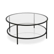 Two Shelf Round Metal Base Coffee Table