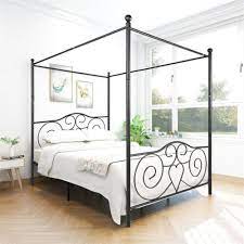queen size metal canopy bed frame