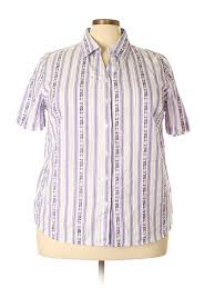 Details About Liz Me Women Purple Short Sleeve Button Down Shirt 1 X Plus