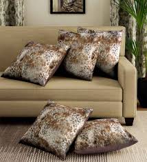 Beautiful pillow cover made of leopard print linen in blue & white. Buy Beige Brown Velvet Leopard Digital Print Set Of 5 Cushion Covers By Romee Online Abstract Cushion Covers Furnishings Home Decor Pepperfry Product