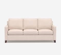 Turner Square Arm Upholstered 3 Piece Power Reclining Grand Sofa Polyester Wrapped Cushions Performance Heathered Tweed Ivory Pottery Barn