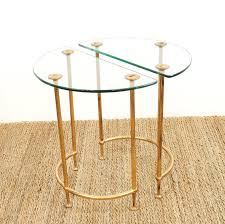 Half Round Glass And Gold Side Tables