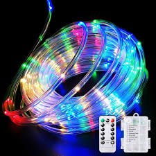 Amazon Com Led Rope Lights Battery Operated String Lights 40ft 120 Leds 8 Modes Outdoor Waterproof Fairy Lights Dimmable Timer With Remote For Garden Camping Party Decoration Multi Color 1pack Home Improvement