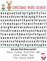christmas word search free printable