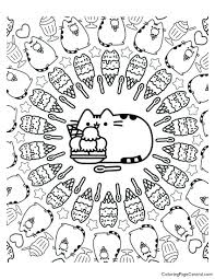 Do you like to color a line art? Pusheen Coloring Pages Food Mandala Coloring And Drawing