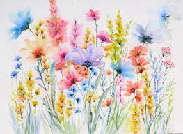 Watercolor Flowers Art Print Garden Art