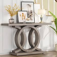 Gray Rectangular Wood Console Table