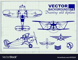 Vintage Airplanes Drawing On Graph Paper Vector Image