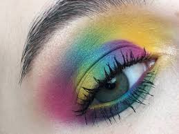 rainbow eye makeup look using