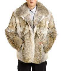 Mid Length Coyote Fur Coat For Men