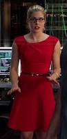 Image result for image of felicity smoak in a ponytail and coral blouse