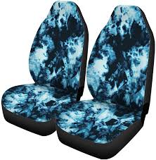 Set Of 2 Car Seat Covers Blue Tie Dye