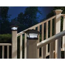 Hampton Bay Solar 4 In X 4 In Bronze Outdoor Integrated Led Deck Post Light With 6 In X 6 In Adapter 2 Pack