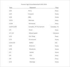 14 basketball schedule templates
