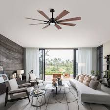 led indoor black and walnut ceiling fan