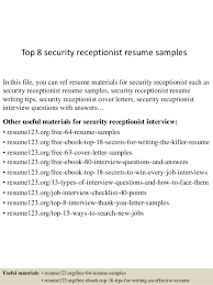 Top 8 Security Receptionist Resume Samples