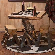 Aspen Log Checkerboard Table With Aspen