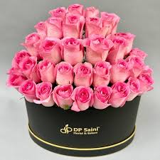 35 pink roses in box dp saini florist