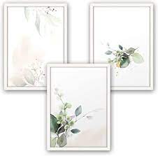 Un quadretto con dentro un'iniziale composta da fiori i. Set Di 3 Poster Premium Stampa Artistica Rami Di Fiori Quadro Decorativo Per