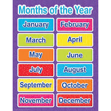 Color My World Months Of The Year Chart